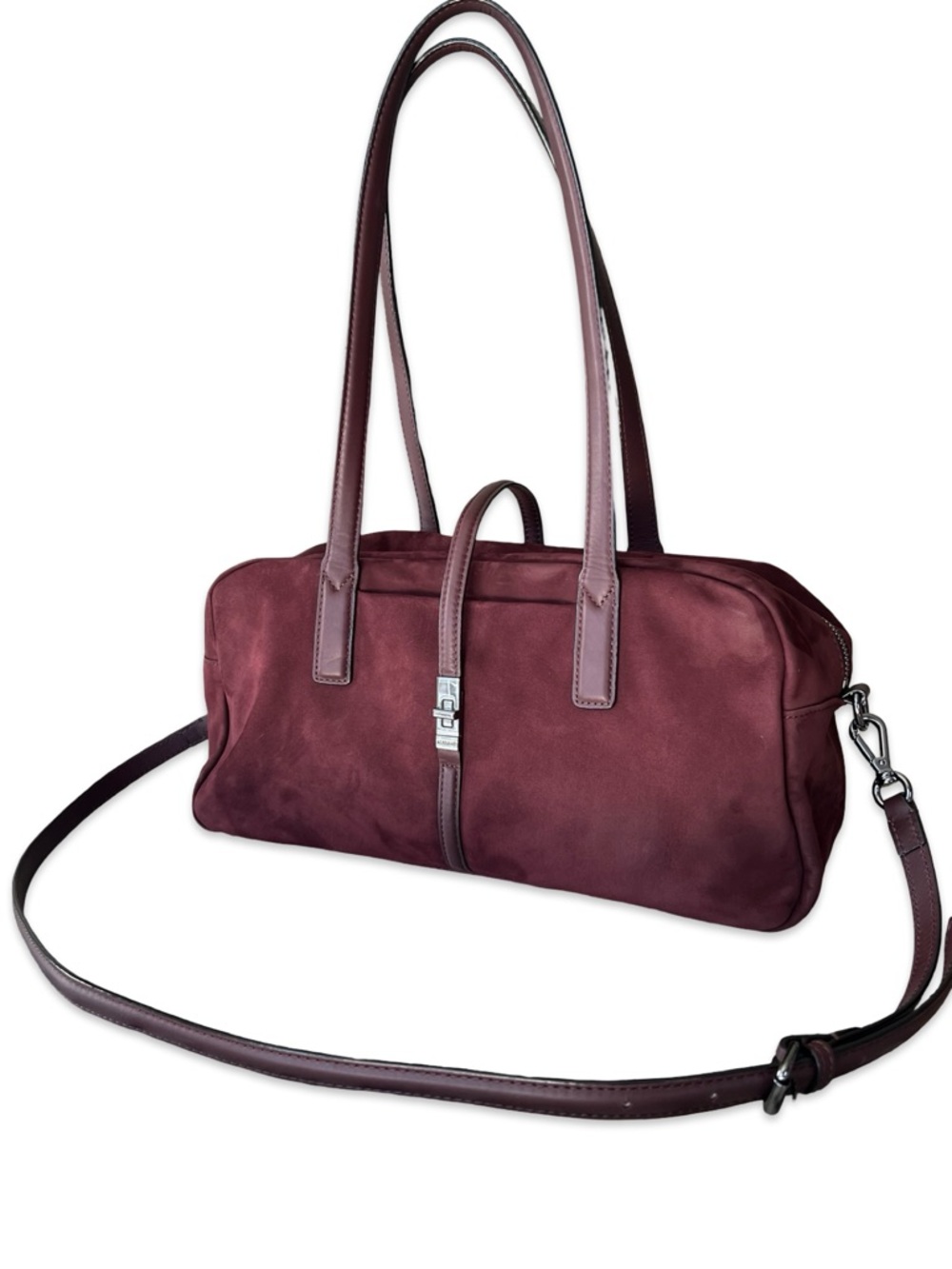 MZ Wallace Nubuc Astor Satchel Crossbody Bag and Pouch